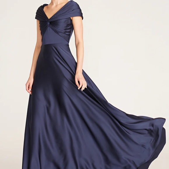 NWT THEIA Women's Francesca Twist A Line Gown MOB MOG Navy 8 - Picture 5 of 9